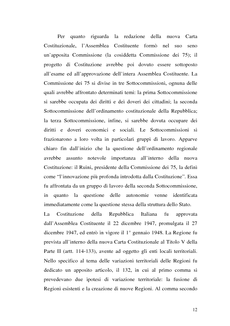 Anteprima della tesi: Le variazioni territoriali delle Regioni, Pagina 12