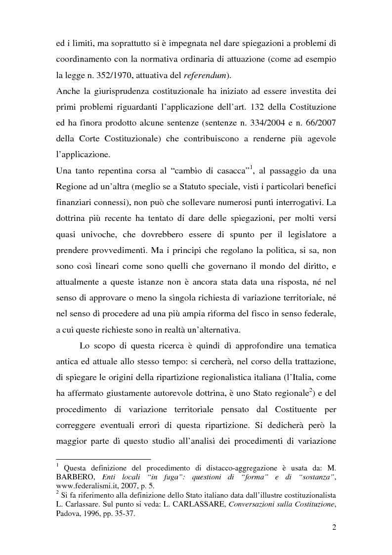 Anteprima della tesi: Le variazioni territoriali delle Regioni, Pagina 2