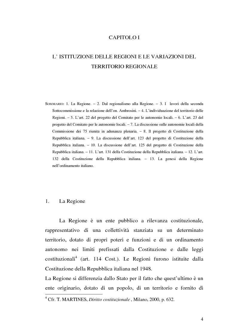 Anteprima della tesi: Le variazioni territoriali delle Regioni, Pagina 4