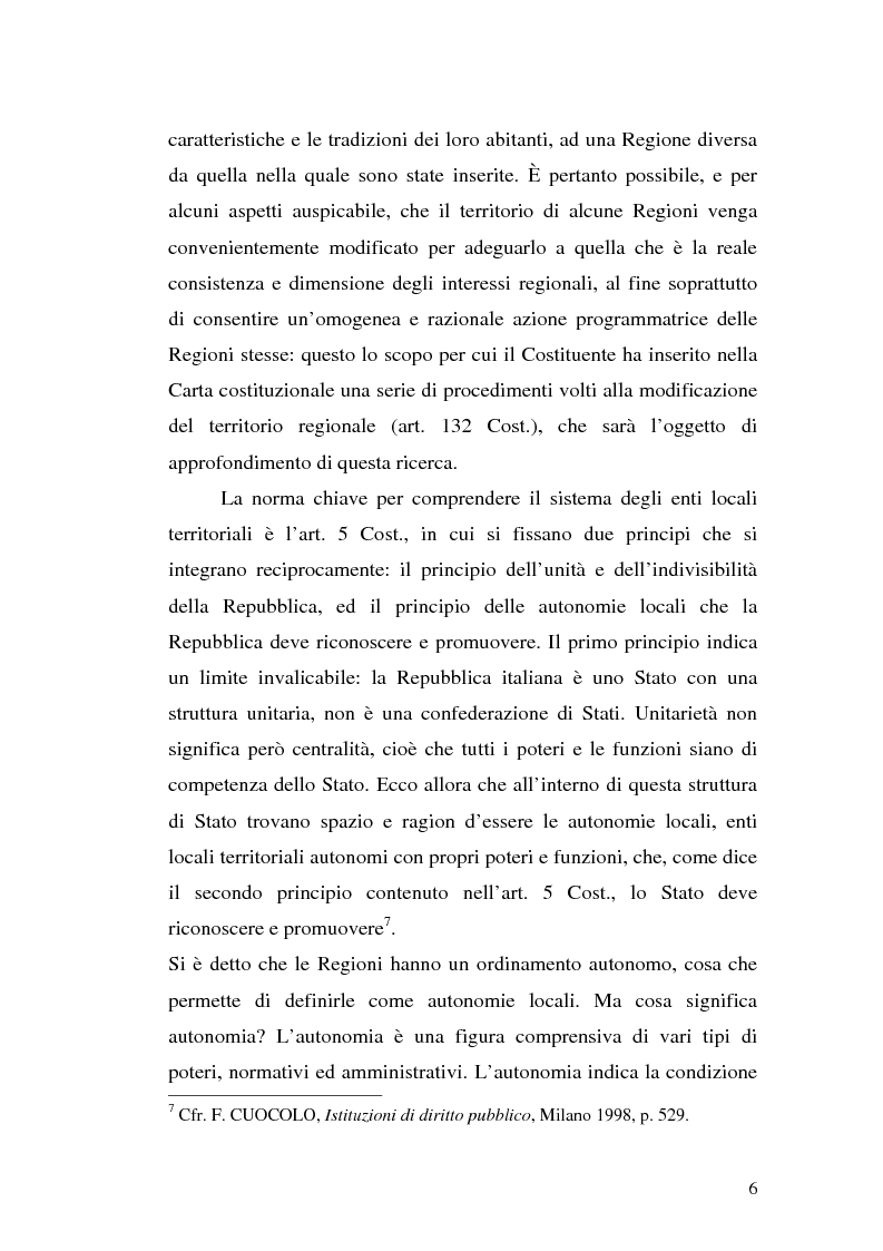 Anteprima della tesi: Le variazioni territoriali delle Regioni, Pagina 6