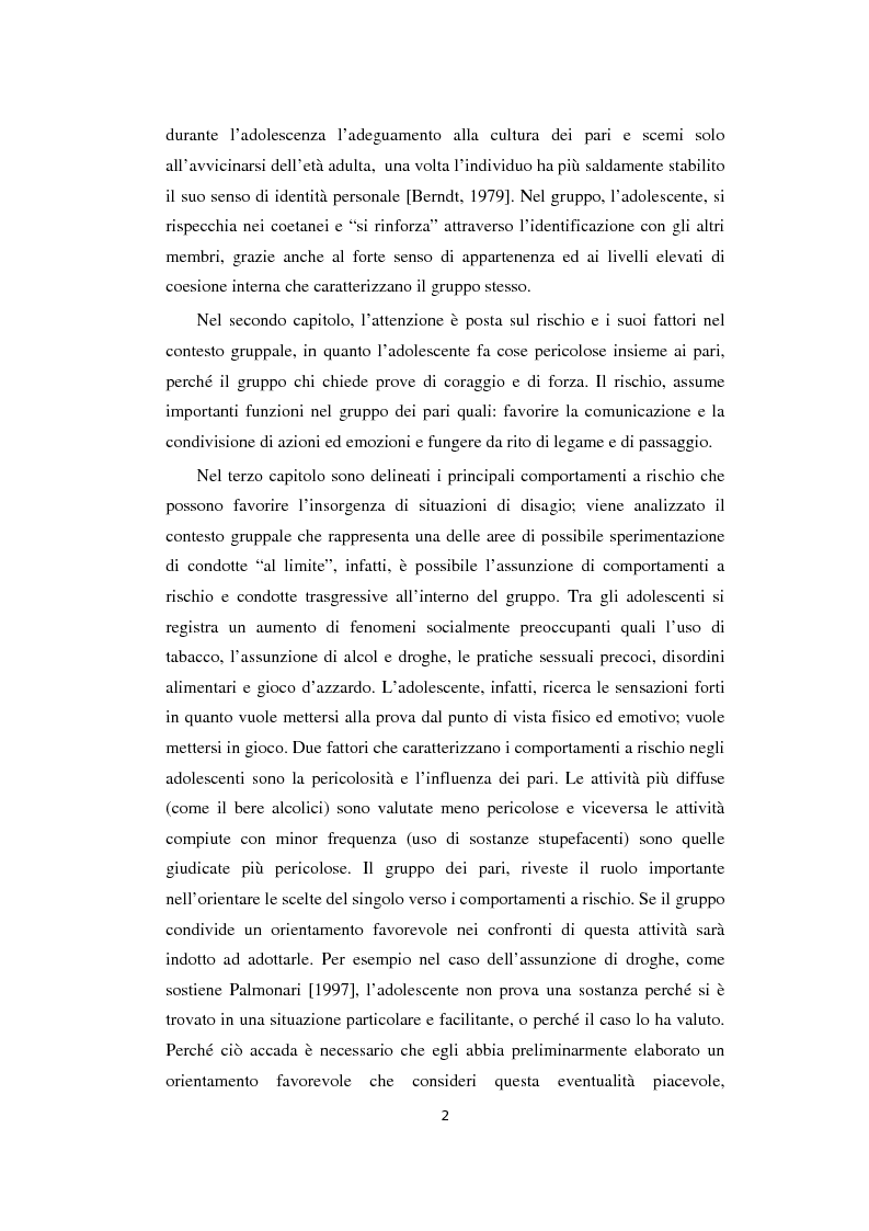 Anteprima della tesi: Adolescenza: relazioni fra pari e comportamenti a rischio, Pagina 2