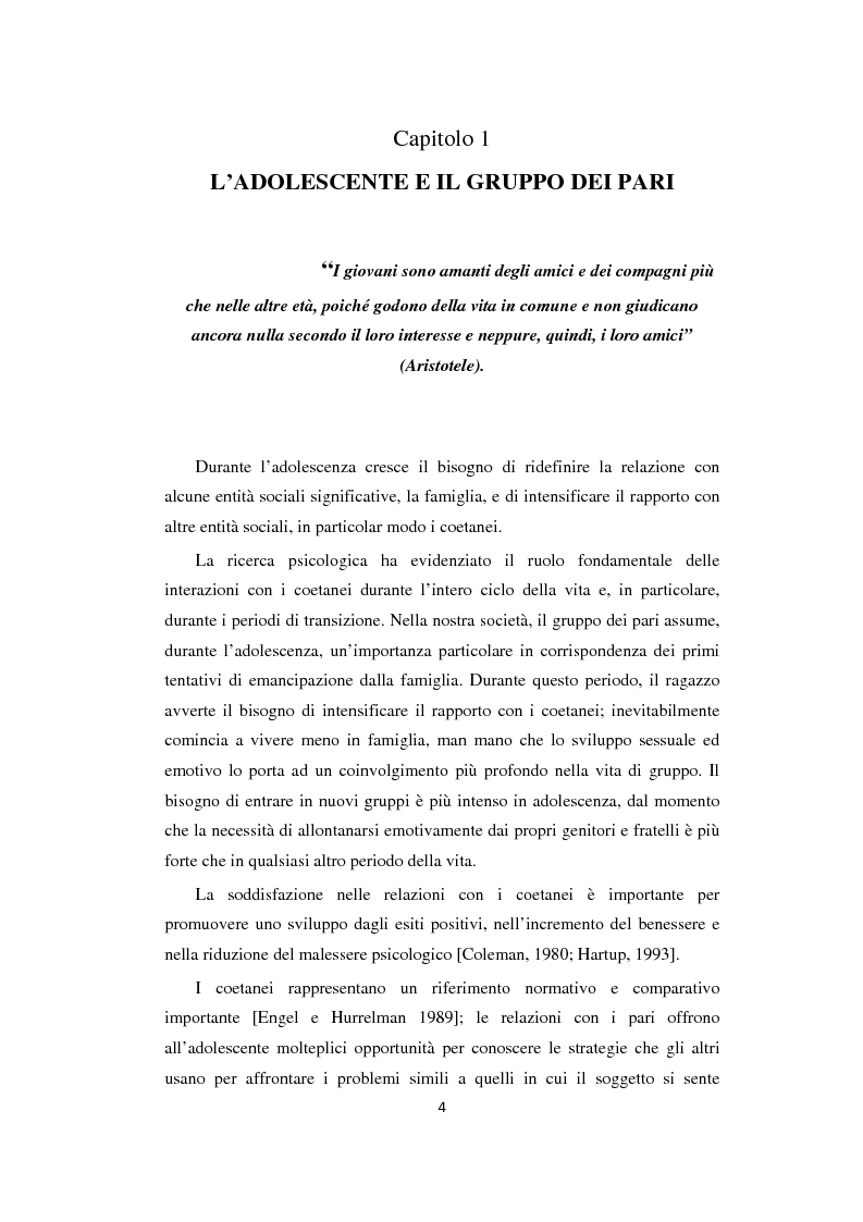 Anteprima della tesi: Adolescenza: relazioni fra pari e comportamenti a rischio, Pagina 4