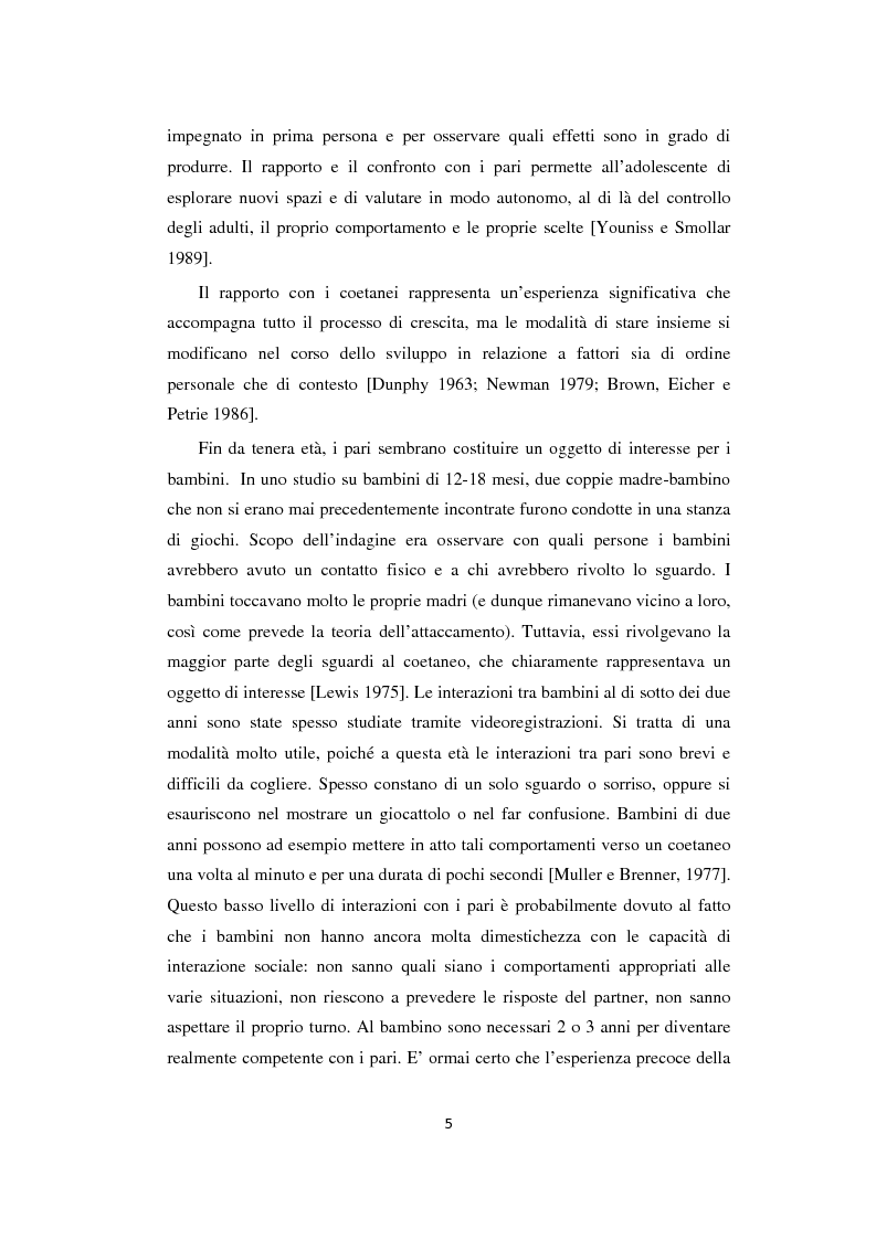 Anteprima della tesi: Adolescenza: relazioni fra pari e comportamenti a rischio, Pagina 5