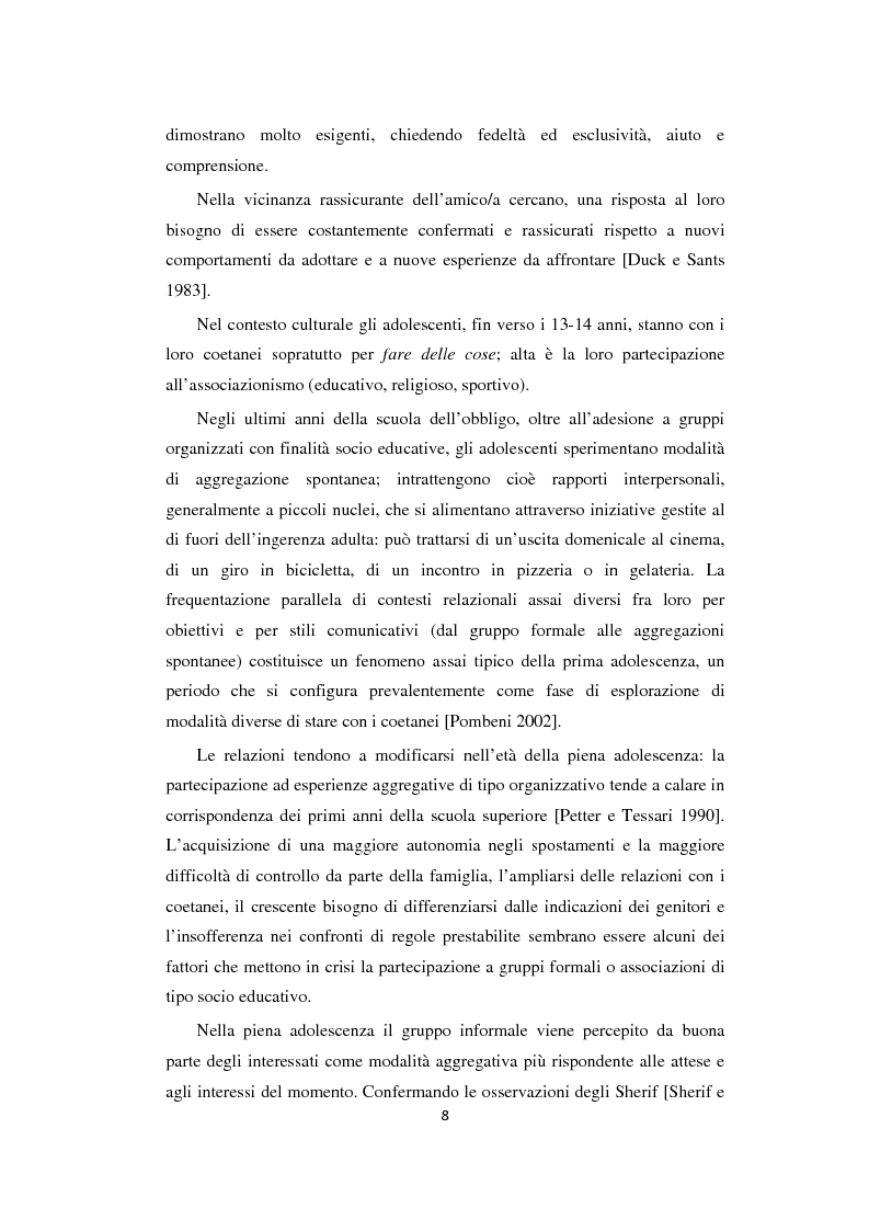 Anteprima della tesi: Adolescenza: relazioni fra pari e comportamenti a rischio, Pagina 8