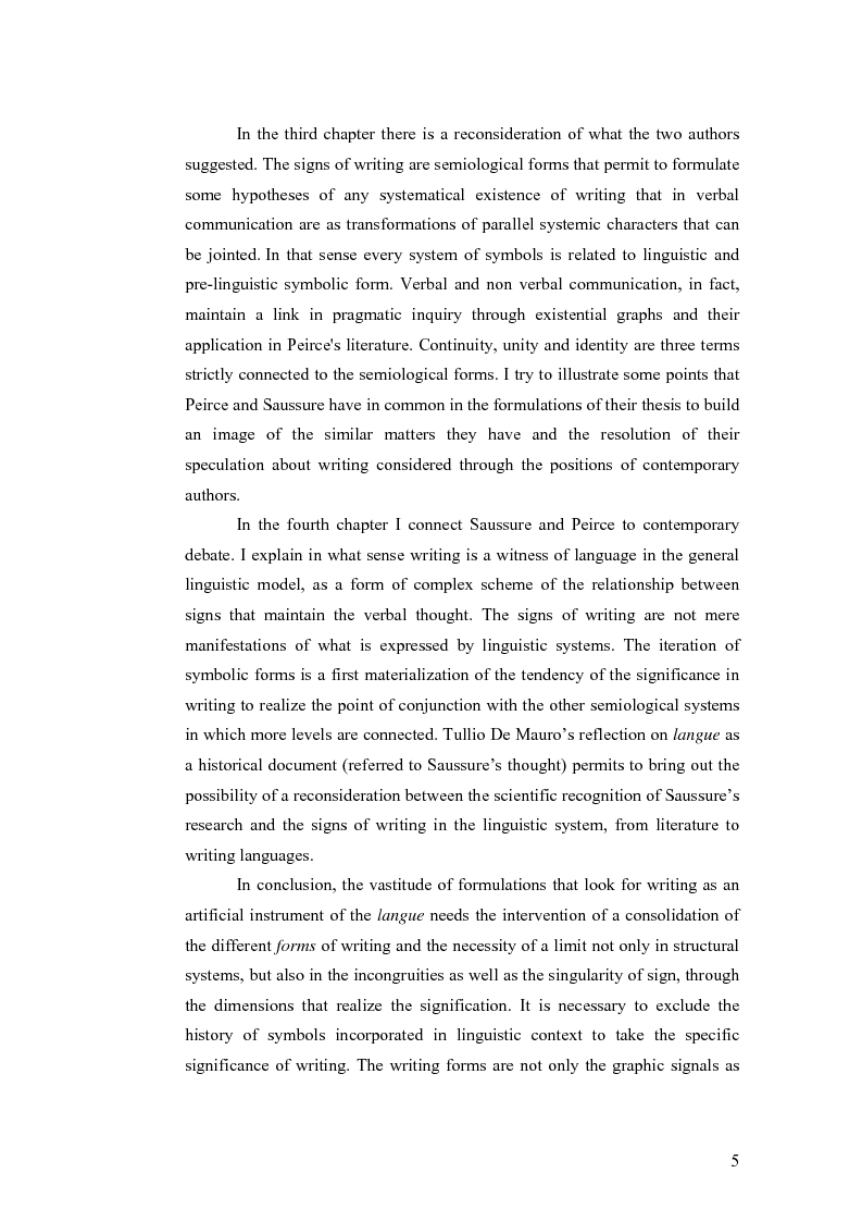 Anteprima della tesi: Simbolicità e scrittura. C. S. Peirce e F. de Saussure, logiche e limiti, Pagina 2
