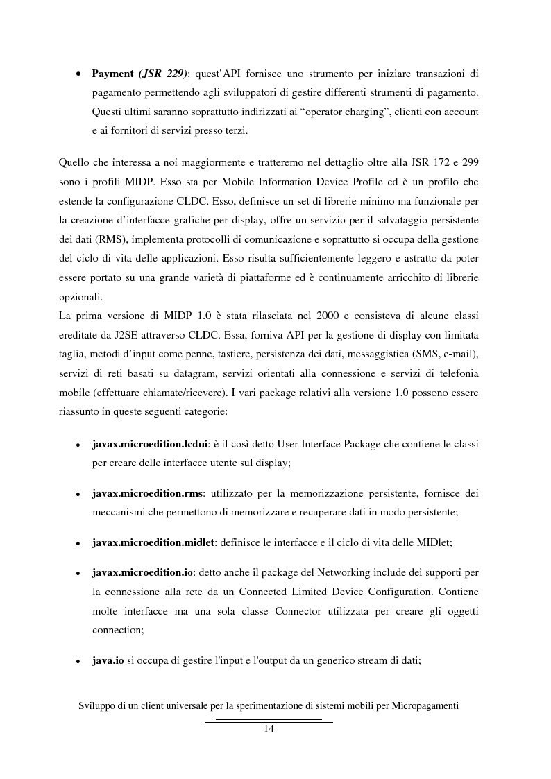 Anteprima della tesi: Sviluppo di un client universale per la sperimentazione di sistemi mobili per micropagamenti, Pagina 14