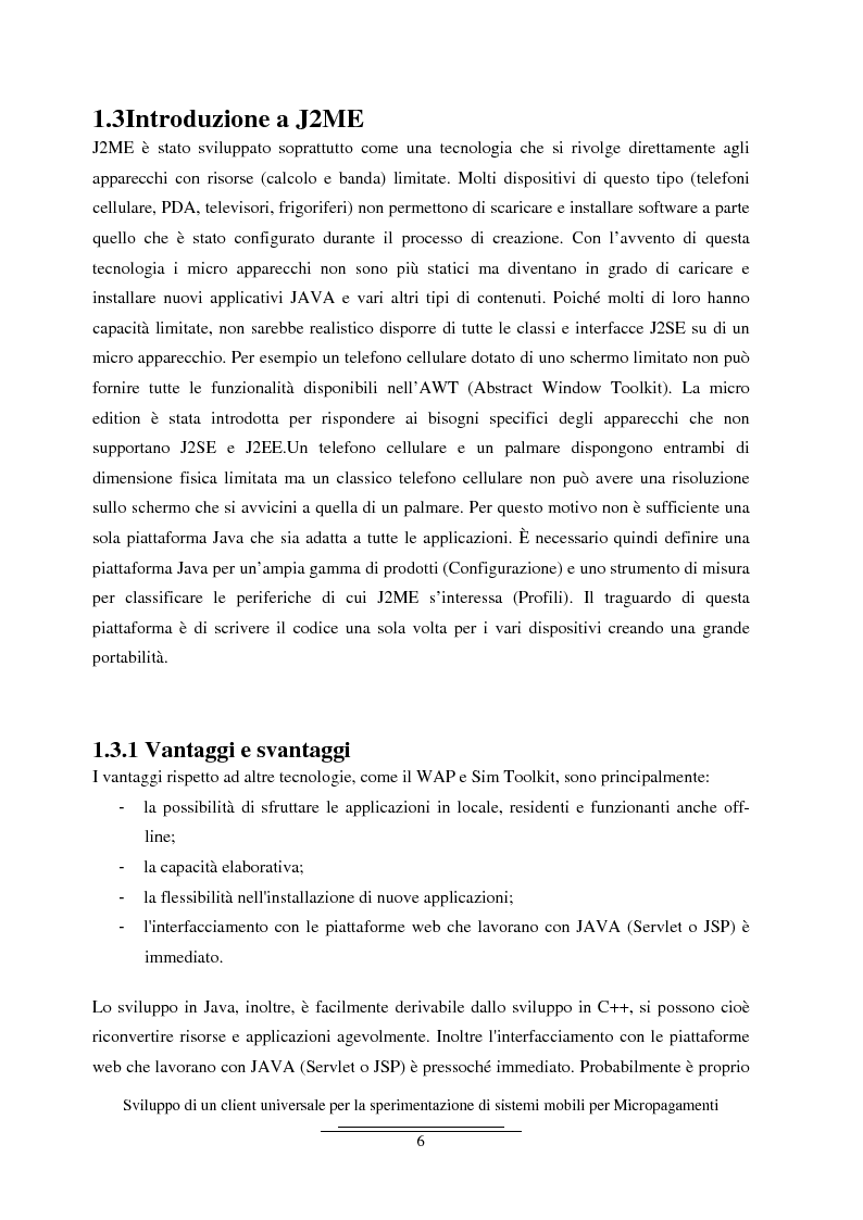 Anteprima della tesi: Sviluppo di un client universale per la sperimentazione di sistemi mobili per micropagamenti, Pagina 6