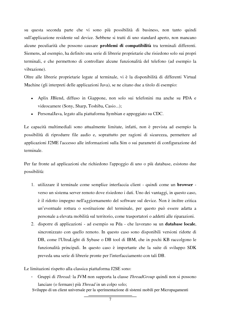 Anteprima della tesi: Sviluppo di un client universale per la sperimentazione di sistemi mobili per micropagamenti, Pagina 7