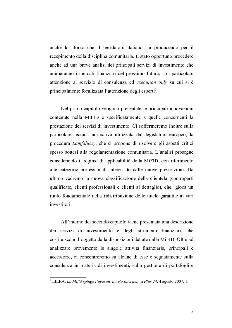 Anteprima della tesi: Gli obblighi informativi degli intermediari finanziari alla luce della direttiva 2004/39/CE, Pagina 5