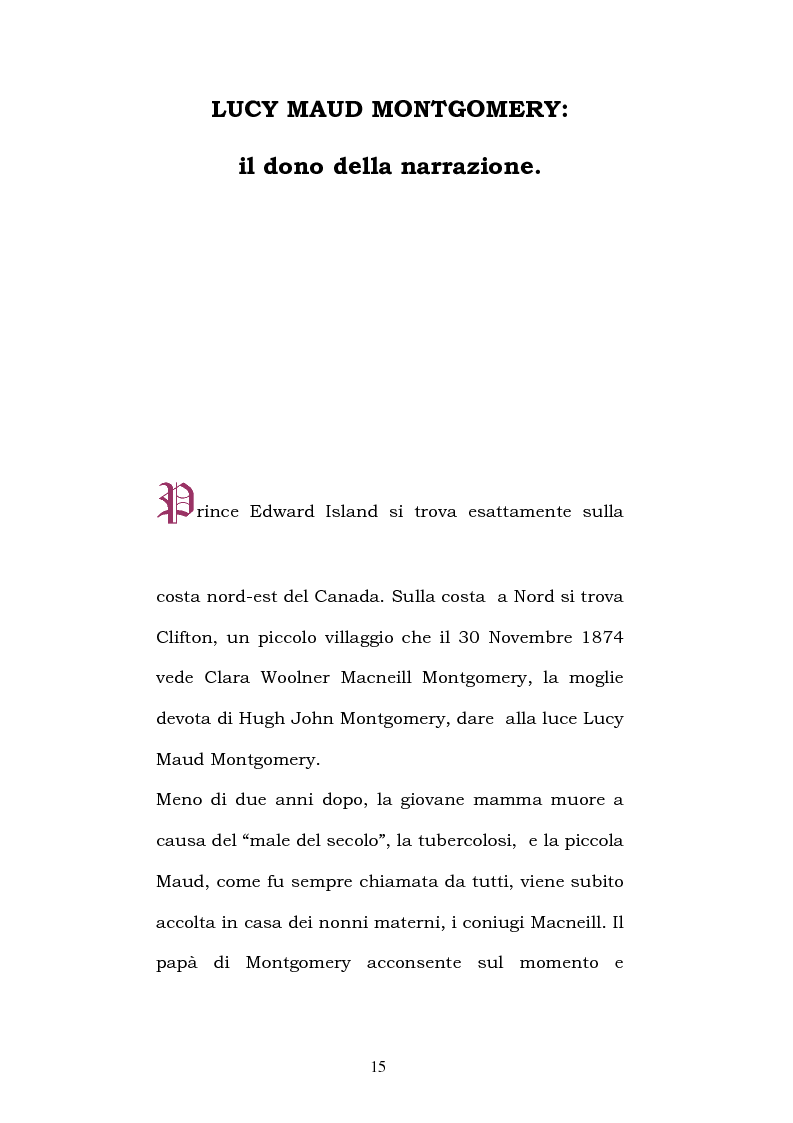 Anteprima della tesi: Lucy Maud Montgomery: Anne of Green Gables, storia di un'identità canadese, Pagina 11