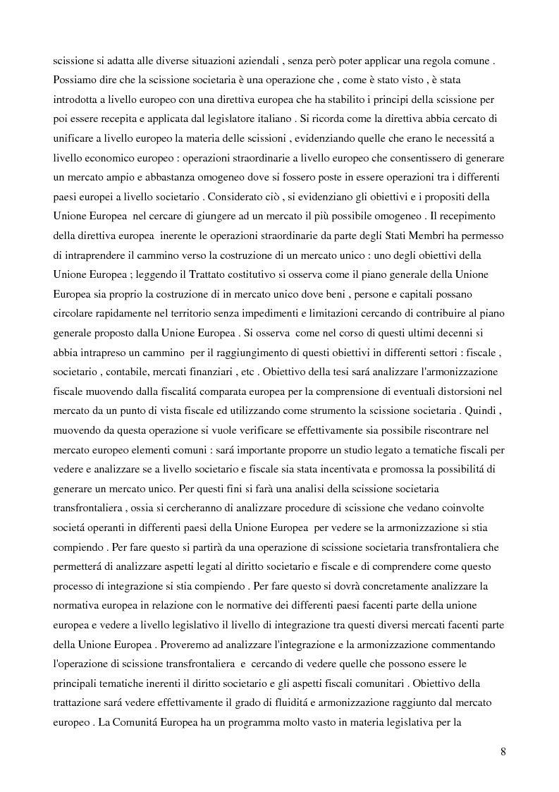 Anteprima della tesi: La scissione societaria transfrontaliera: aspetti civilistici, fiscali e strategici, Pagina 6