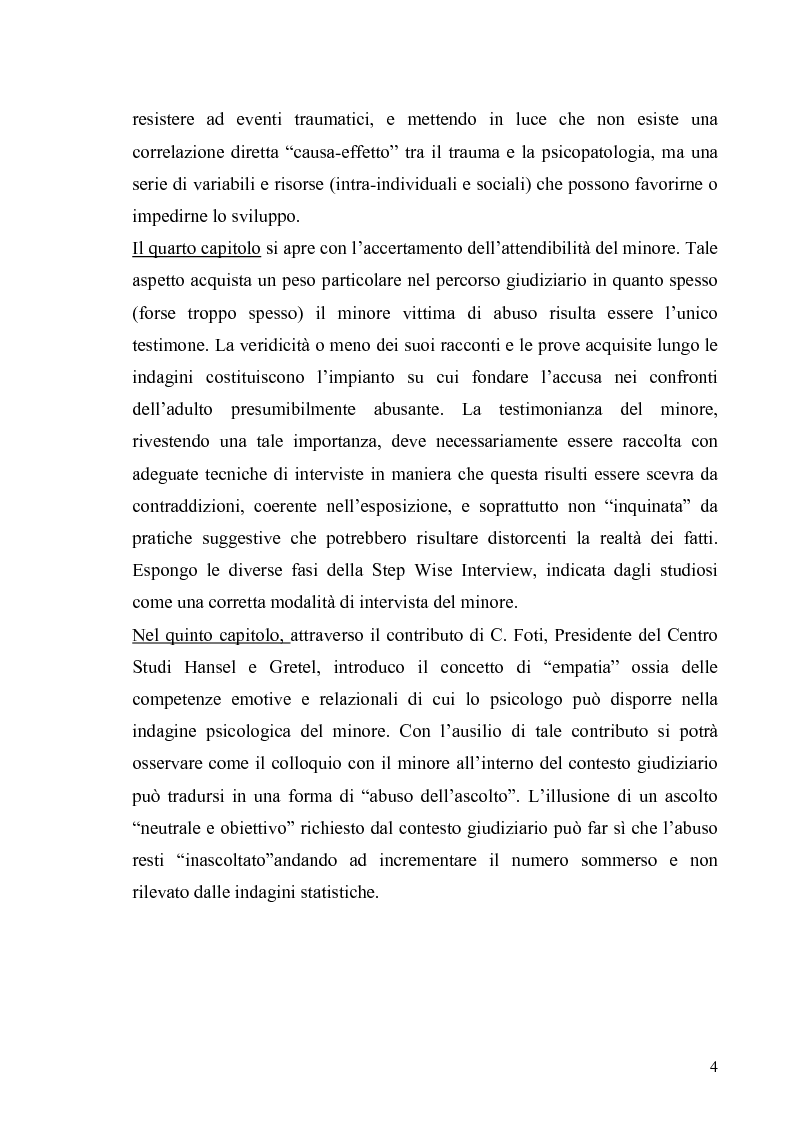 Anteprima della tesi: Aspetti psicologico-giuridici dell'abuso sui minori. Dalla denuncia al trattamento, Pagina 2