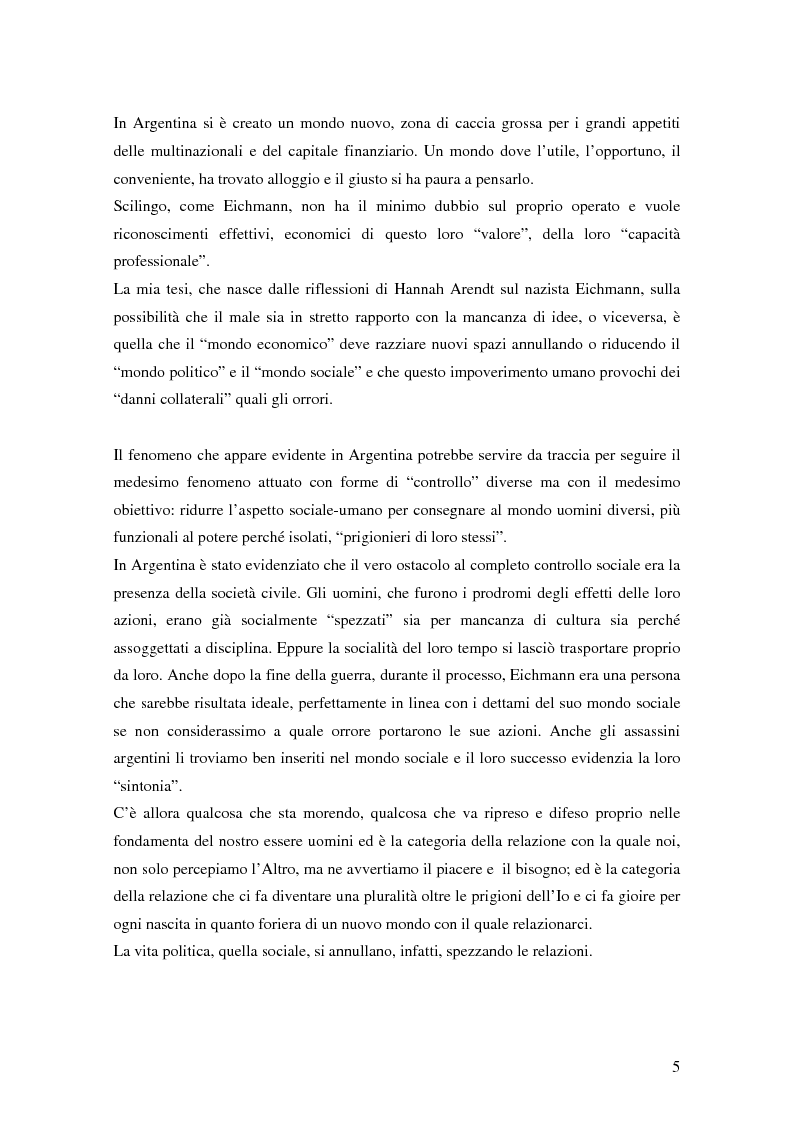 Anteprima della tesi: Il genocidio argentino del 1976/1979 e l'interpretazione arendtiana del caso Eichmann, Pagina 2