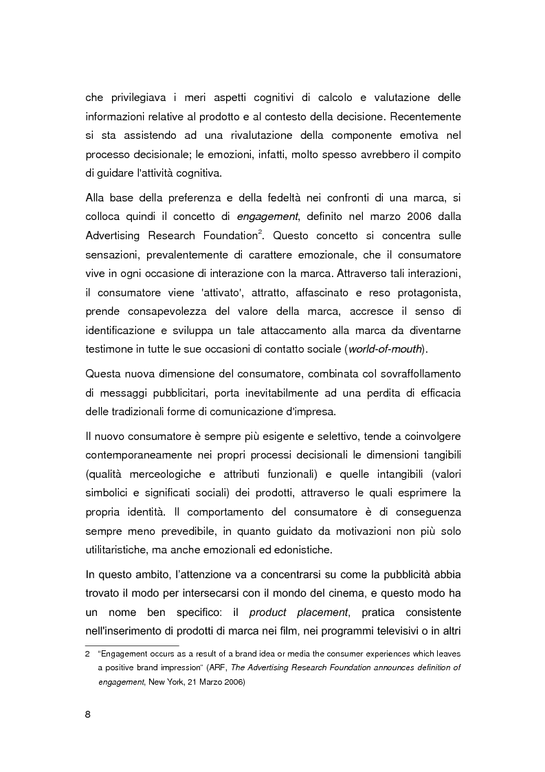 Anteprima della tesi: Il Product Placement nel panorama cinematografico italiano, Pagina 2