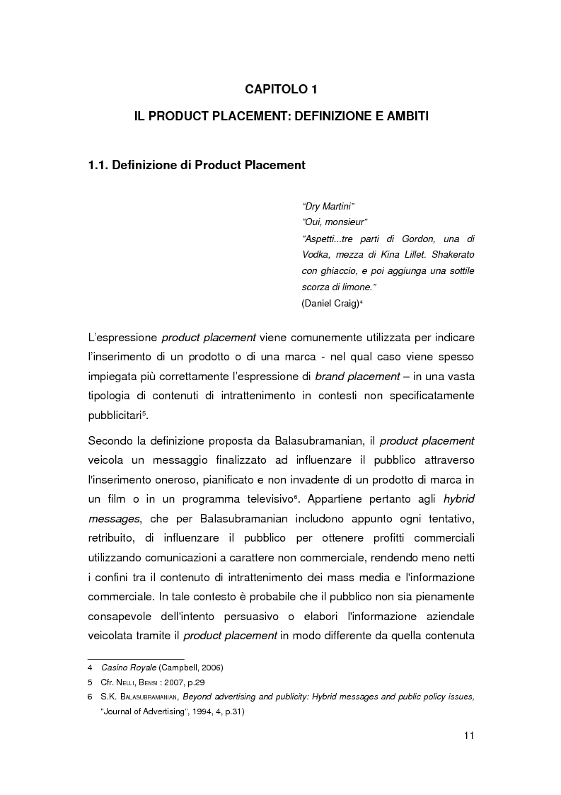 Anteprima della tesi: Il Product Placement nel panorama cinematografico italiano, Pagina 5