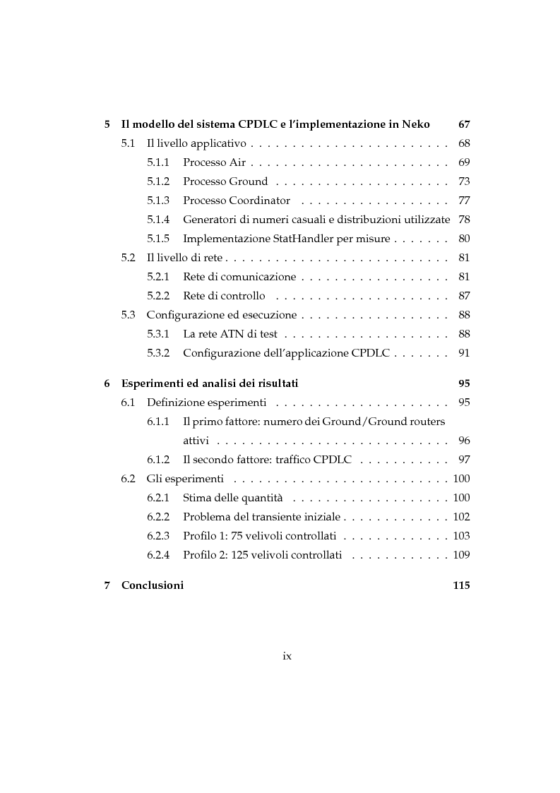 Indice della tesi: Valutazione quantitativa della QoS dei servizi applicativi su rete ATN (Aeronautical Telecommunications Network), Pagina 3