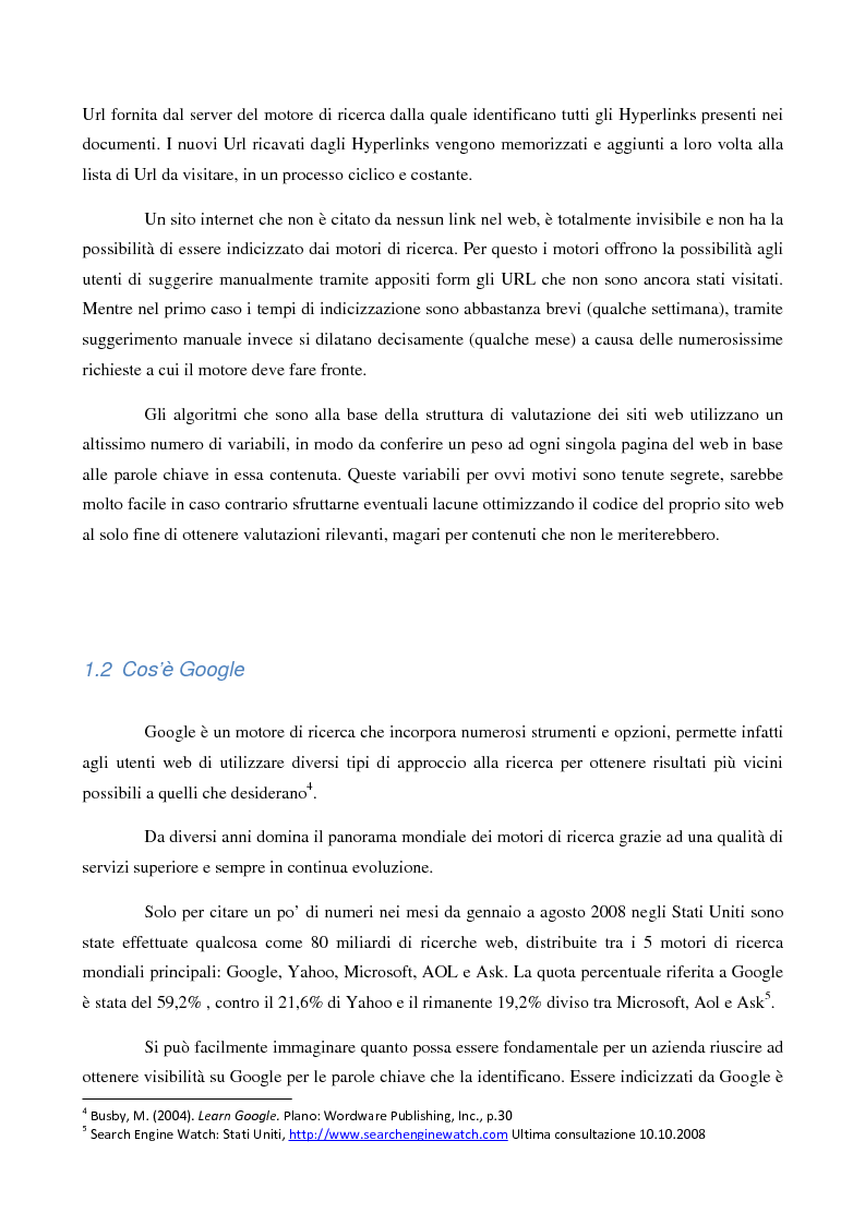 Anteprima della tesi: Google e l’approccio etico alle tecniche di posizionamento sui motori di ricerca, Pagina 10