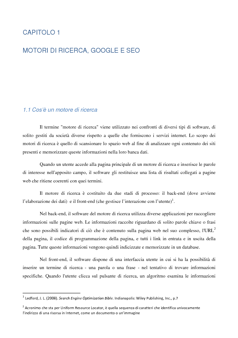 Anteprima della tesi: Google e l’approccio etico alle tecniche di posizionamento sui motori di ricerca, Pagina 8