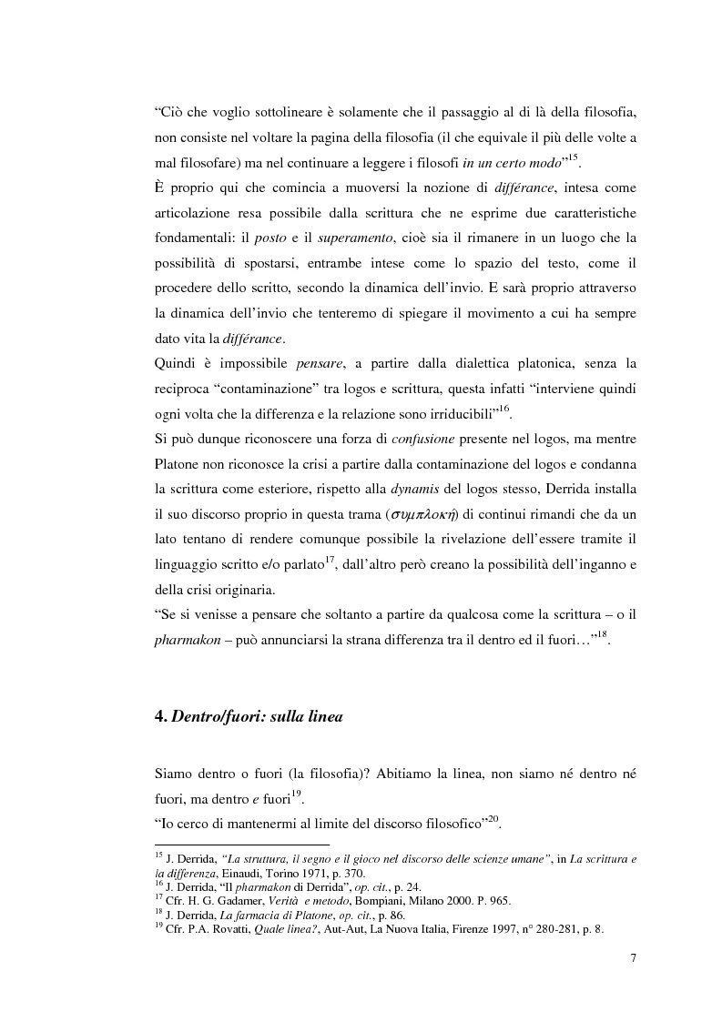 Anteprima della tesi: Origine, differenza, invio. Sulle tracce della question en retour in Jacques Derrida, Pagina 7