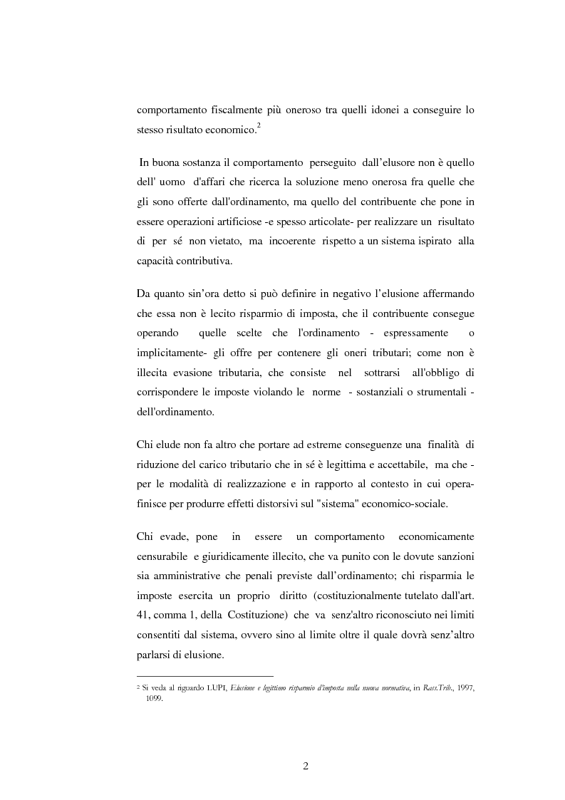 Anteprima della tesi: L'elusione fiscale negli ultimi orientamenti giurisprudenziali. L'abuso del diritto., Pagina 2