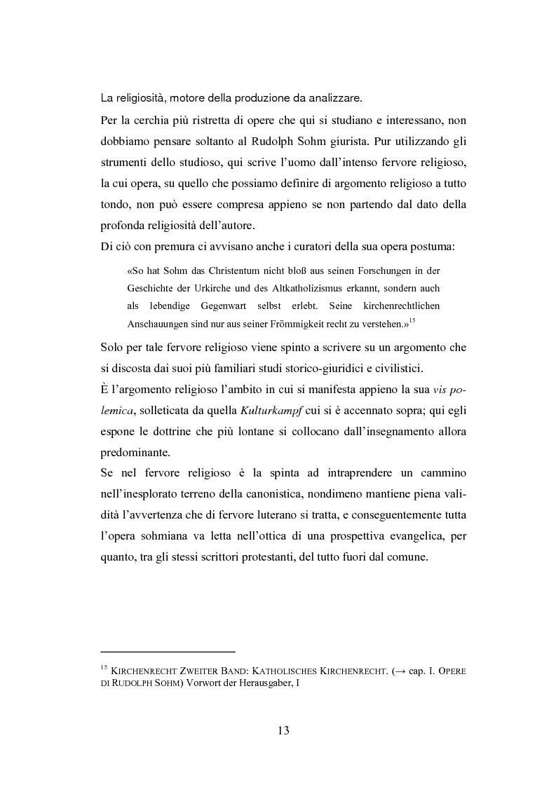 Anteprima della tesi: Rudolph Sohm canonista. Un percorso di lettura. La domanda sul diritto della Chiesa, tra Cristianesimo delle origini e origini del cattolicesimo., Pagina 6
