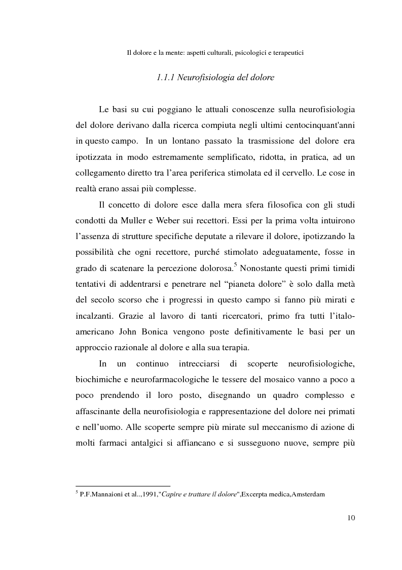 Anteprima della tesi: Il dolore e la mente: aspetti culturali, psicologici e terapeutici, Pagina 8