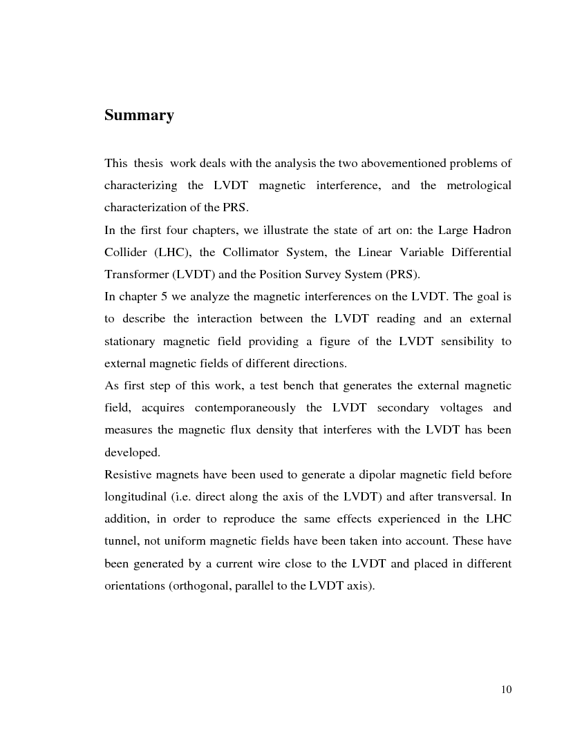 Anteprima della tesi: Metrological Characterization of the LHC Collimators Positioning Survey System, Pagina 4
