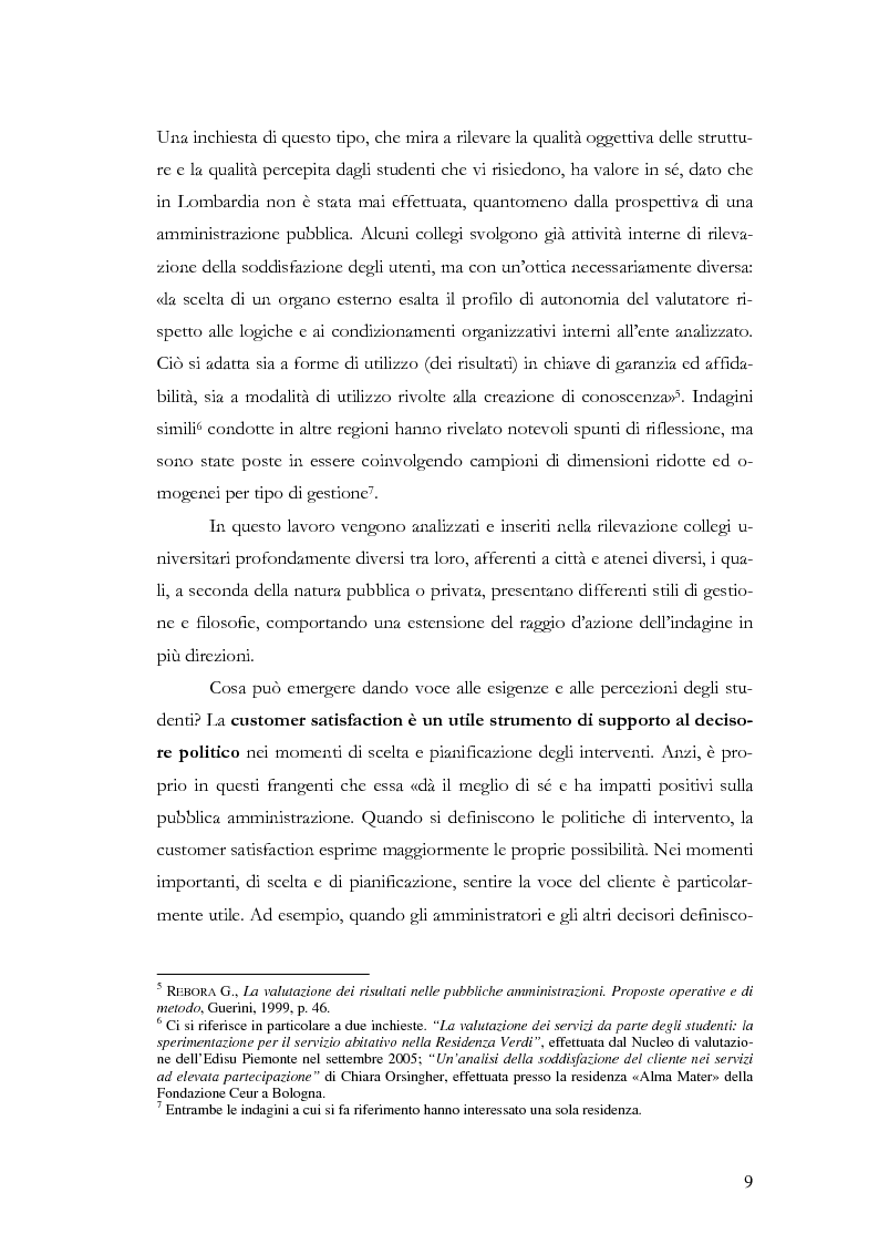 Anteprima della tesi: La valutazione dei servizi. Il caso dei Collegi universitari, Pagina 6
