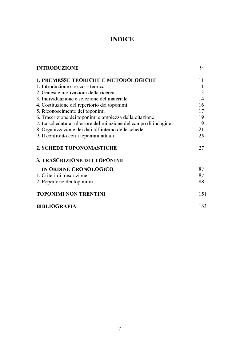 Indice della tesi: Toponomastica storica nelle pergamene della Pieve di Arco - Secoli XII-XIV, Pagina 1