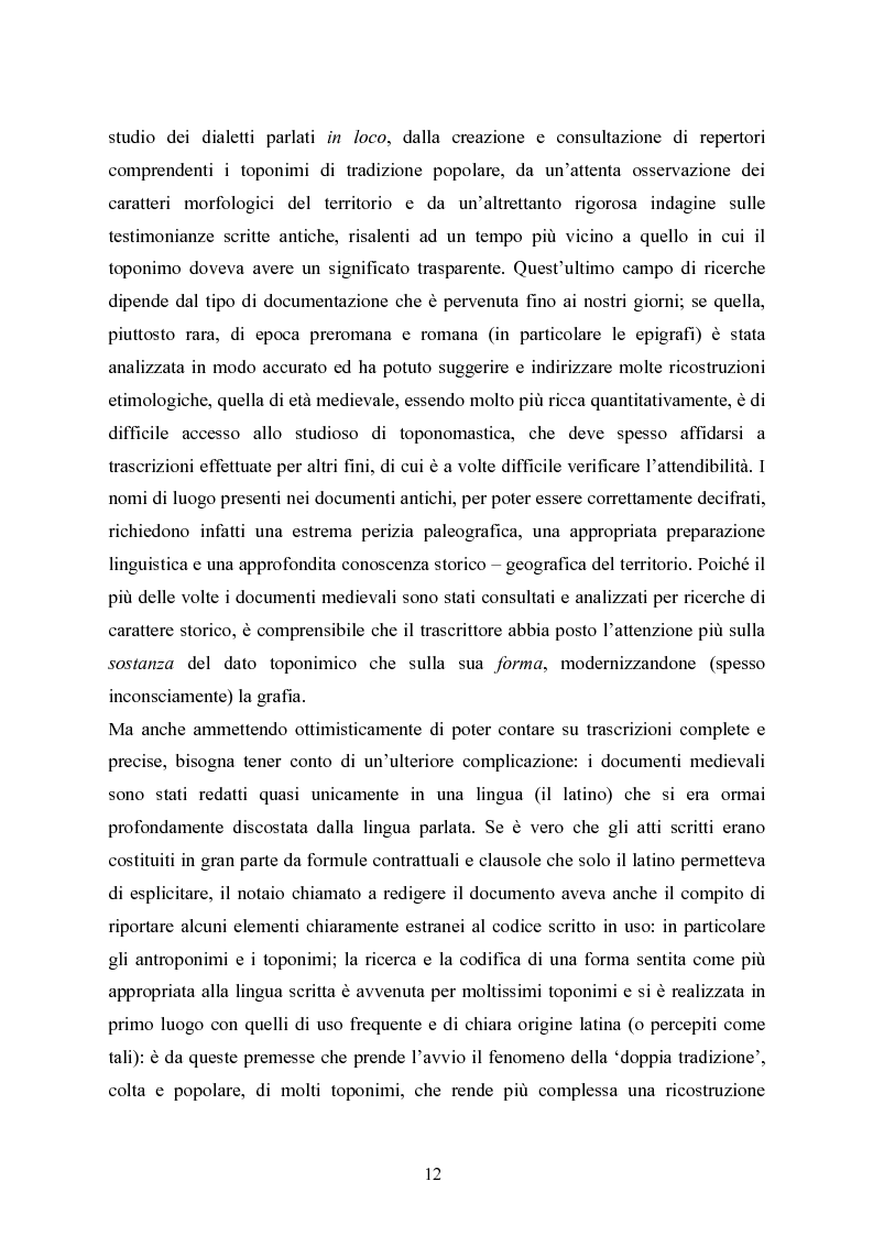 Anteprima della tesi: Toponomastica storica nelle pergamene della Pieve di Arco - Secoli XII-XIV, Pagina 4
