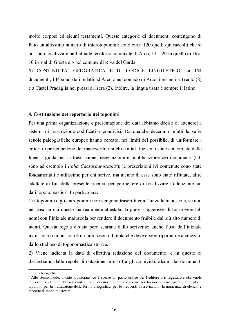 Anteprima della tesi: Toponomastica storica nelle pergamene della Pieve di Arco - Secoli XII-XIV, Pagina 8