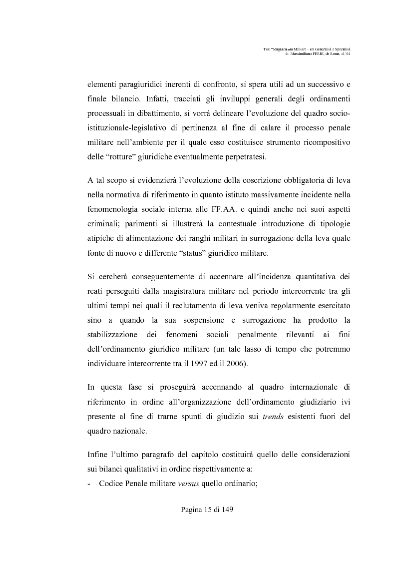 Anteprima della tesi: Magistratura militare - Tra generalità e specialità, Pagina 13