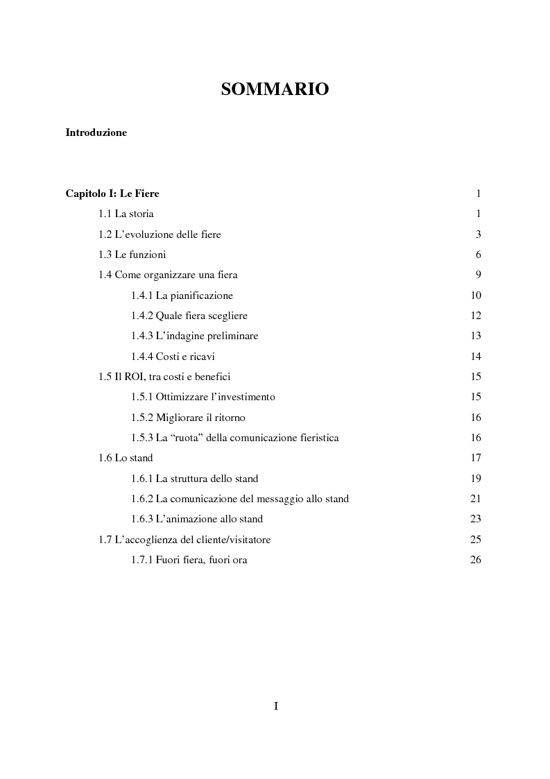 Indice della tesi: La fiera di Cremona: passato, presente e futuro, Pagina 1