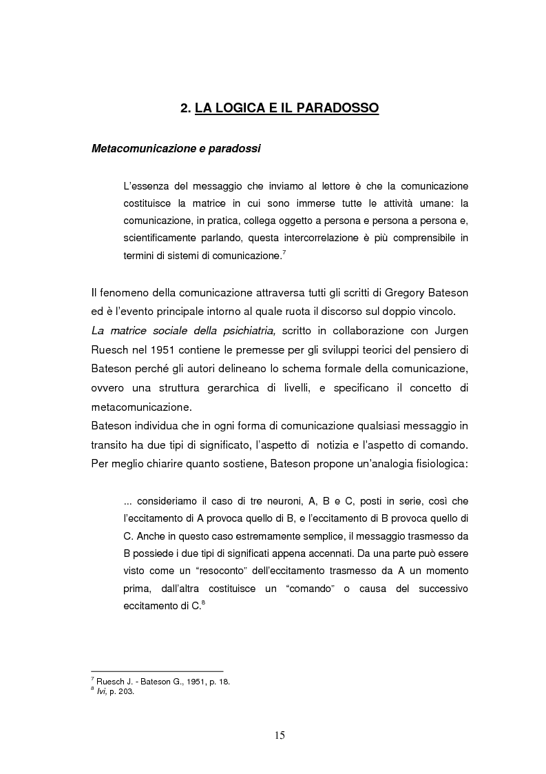 Anteprima della tesi: Il doppio vincolo di Gregory Bateson: oltre la schizofrenia, verso la creatività, Pagina 11