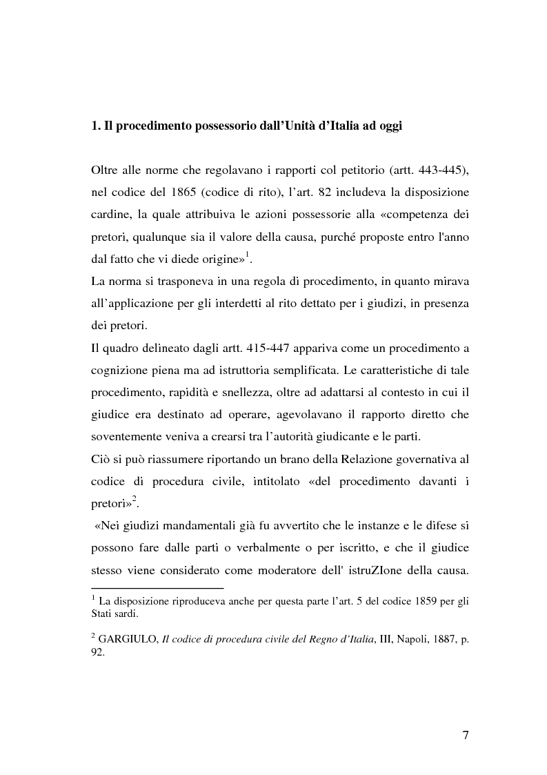 Anteprima della tesi: Il procedimento possessorio, Pagina 7