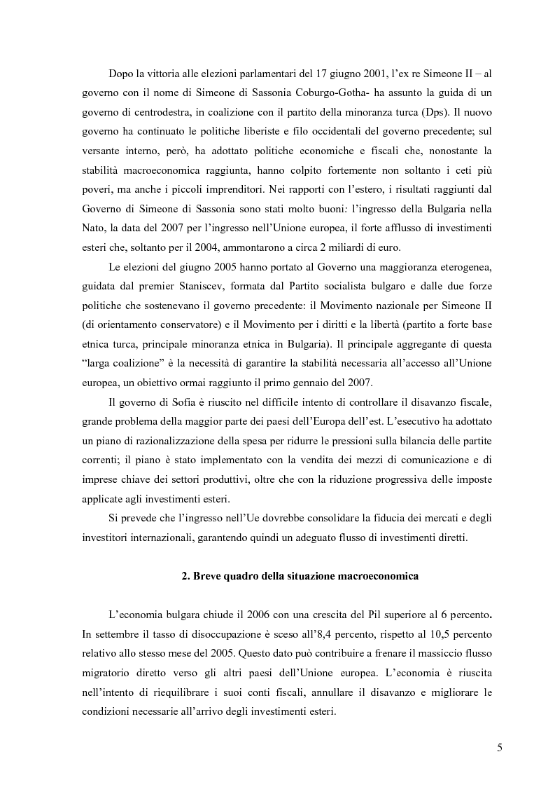 Anteprima della tesi: L'economia bulgara: un successo della transizione (il processo della transizione economica e istituzionale ed in particolare gli investimenti diretti esteri in Bulgaria), Pagina 4