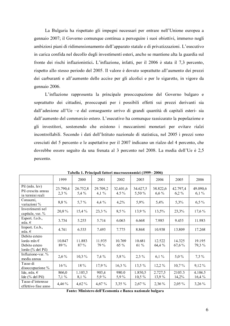 Anteprima della tesi: L'economia bulgara: un successo della transizione (il processo della transizione economica e istituzionale ed in particolare gli investimenti diretti esteri in Bulgaria), Pagina 5