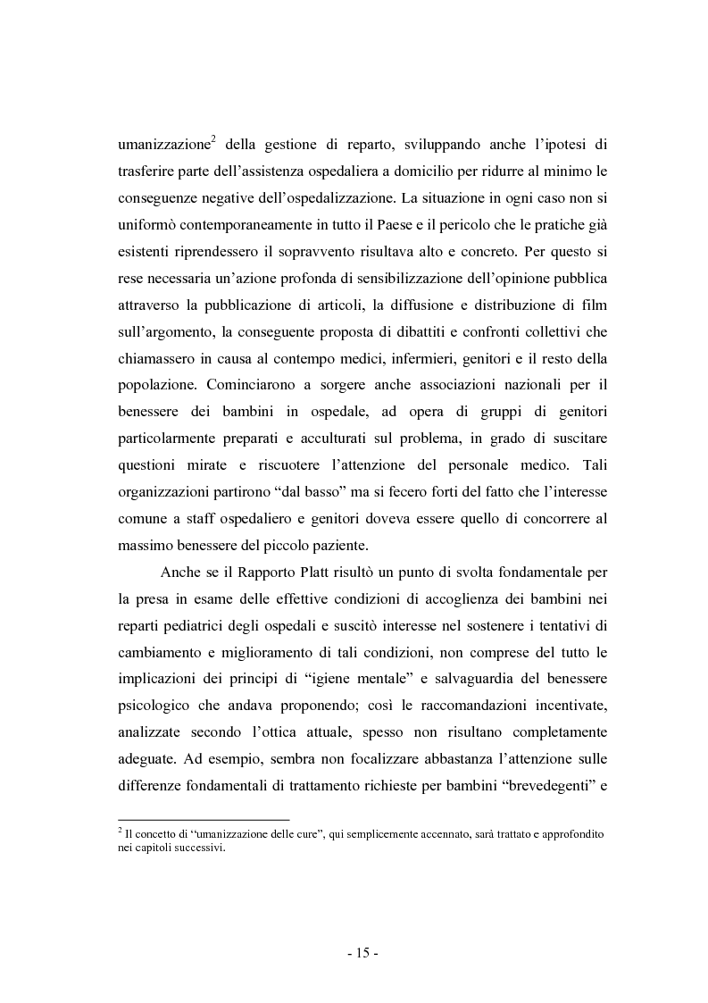 Anteprima della tesi: Bambini in ospedale: aspetti psicologici legati alla degenza. Attività ludico-educative di sostegno. Esperienza personale., Pagina 8