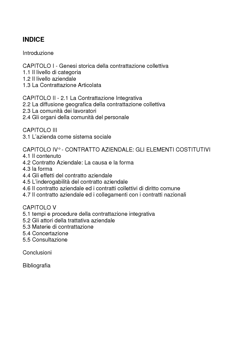 Indice della tesi: La contrattazione collettiva nel pubblico impiego, Pagina 1