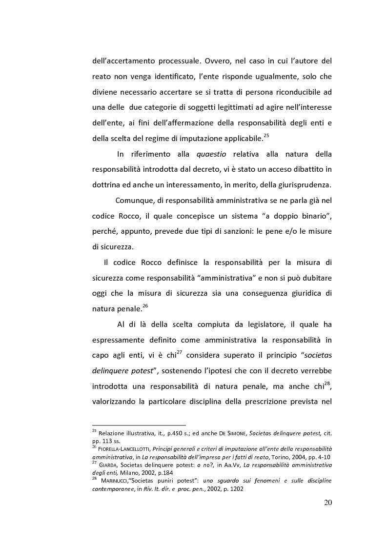 Estratto dalla tesi: ''Societas delinquere potest'': sette anni di applicazione giurisprudenziale
