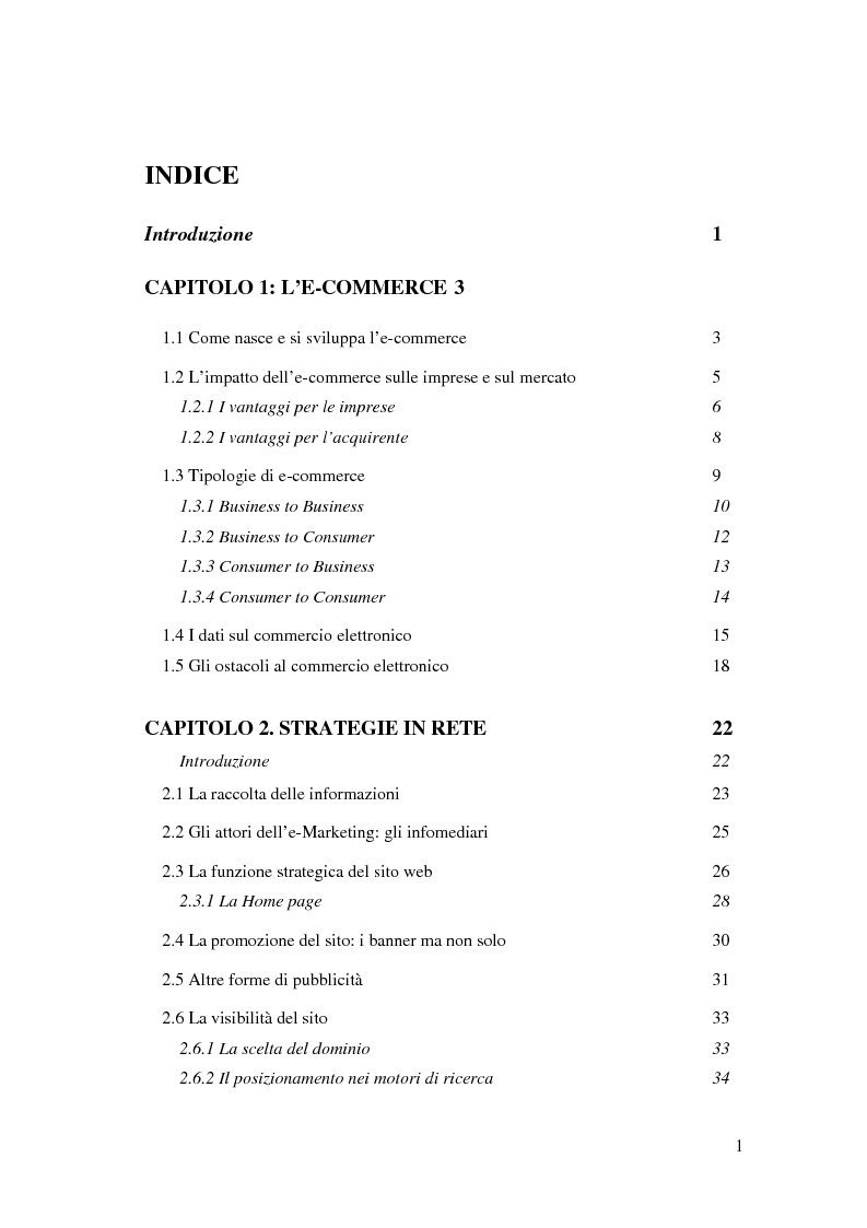 Indice della tesi: Modelli di business nell'economia digitale: il caso Amazon.com, Pagina 1