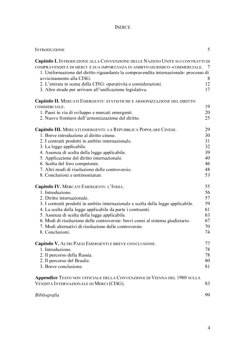 Indice della tesi: Il diritto commerciale internazionale dei paesi emergenti, Pagina 1