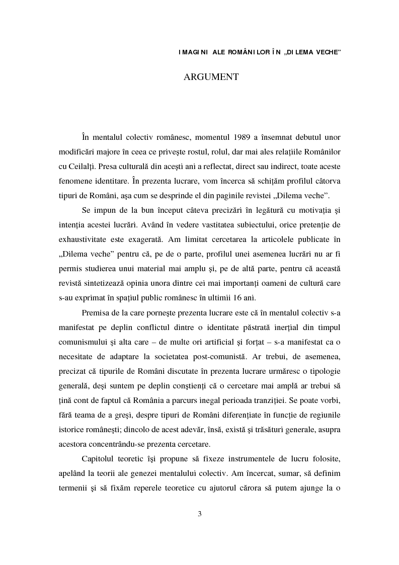 Anteprima della tesi: Imagini ale românilor în ''Dilema veche'', Pagina 1