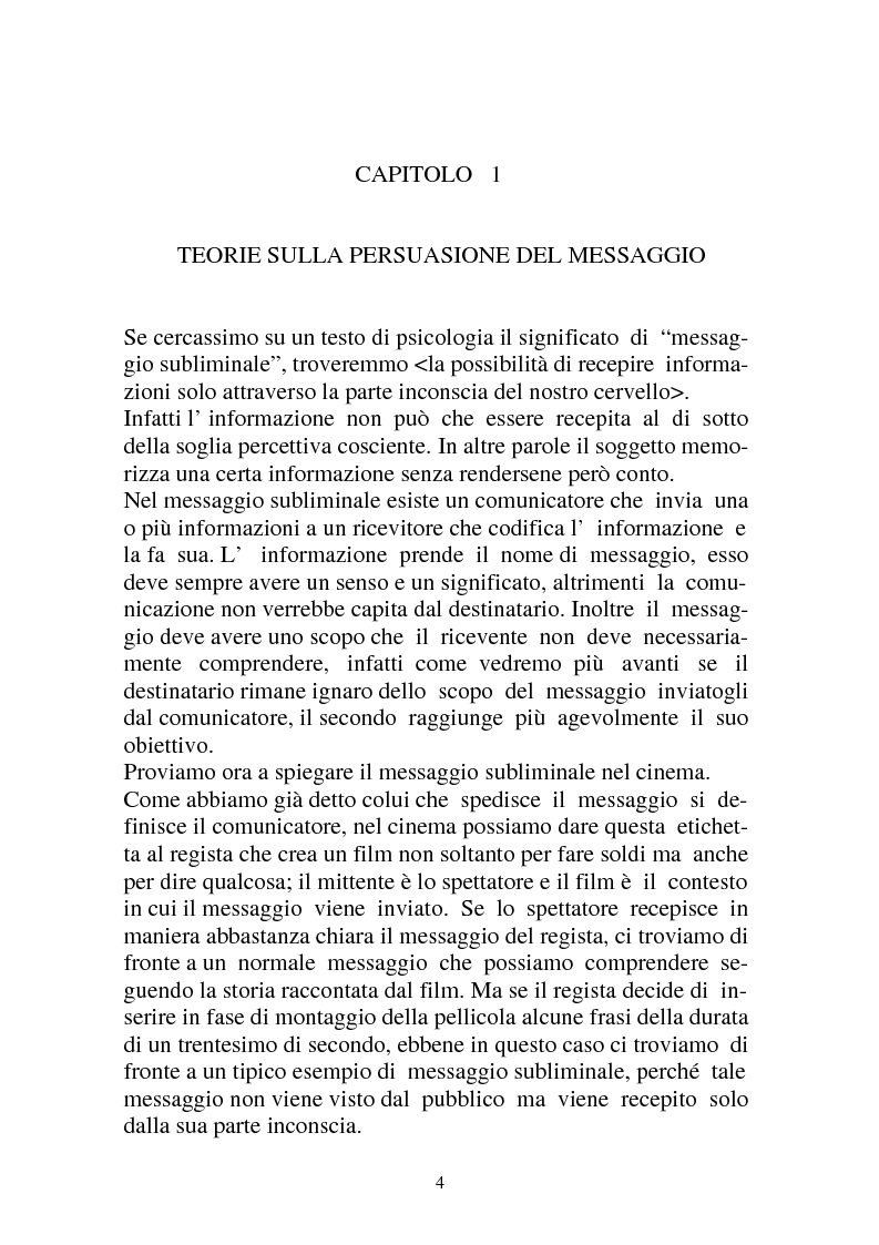 Anteprima della tesi: Riflessioni intorno alle strategie di persuasione nel cinema: il caso dei messaggi subliminali, Pagina 2