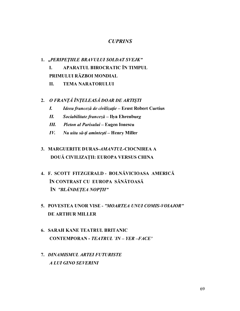 Indice della tesi: Scriitori Și Artisti Reprezentativi Din Secolele XIX Și XX - analiza operelor lor majore –, Pagina 1