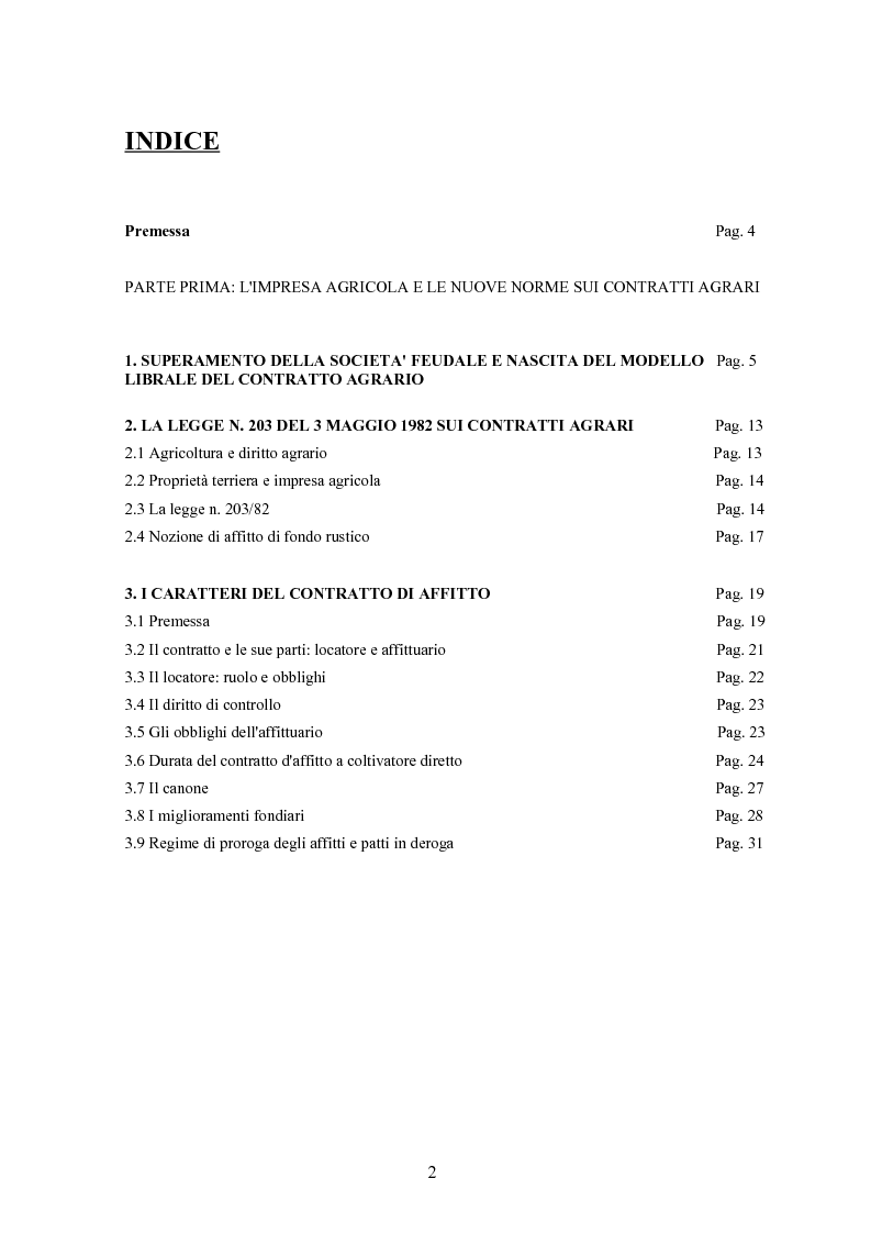 I Contratti Agrari Nellordinamento Italiano Indice