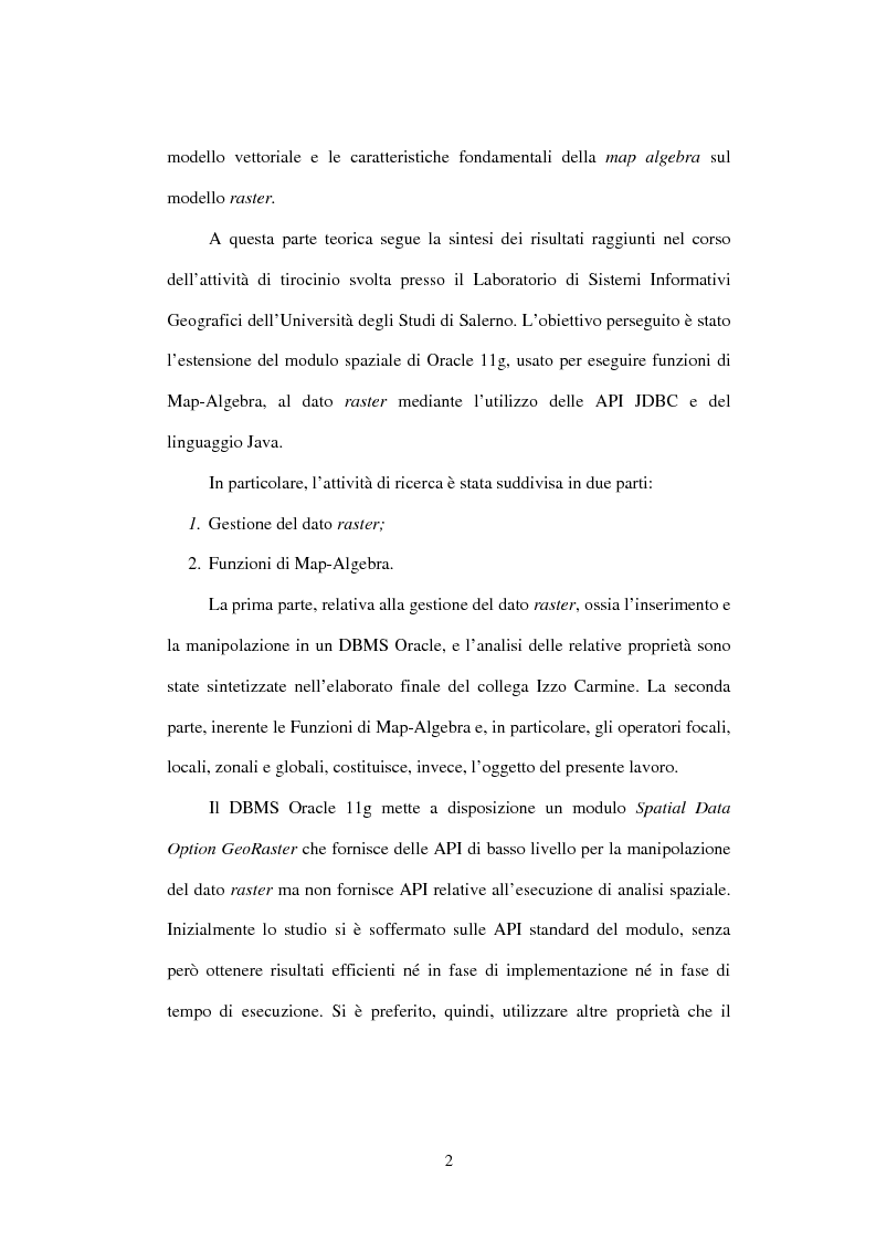 Anteprima della tesi: Le basi di dati geografiche in Spatial Oracle: funzioni di map-algebra, Pagina 2