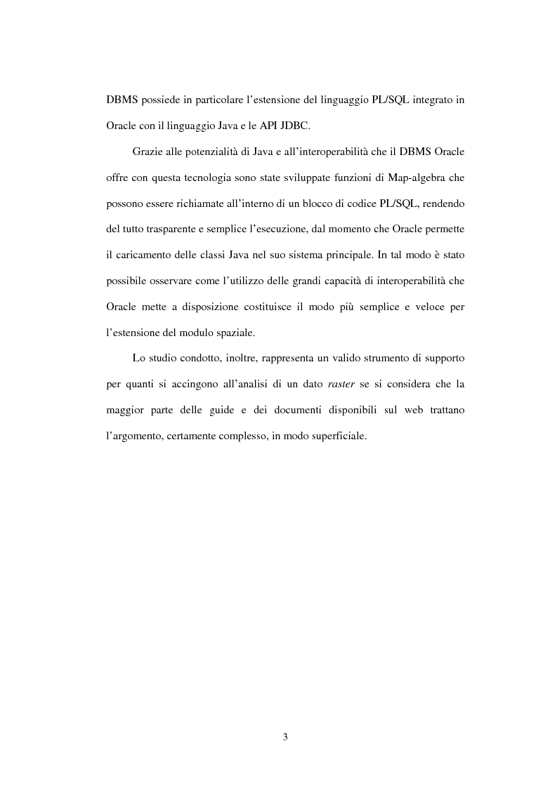 Anteprima della tesi: Le basi di dati geografiche in Spatial Oracle: funzioni di map-algebra, Pagina 3