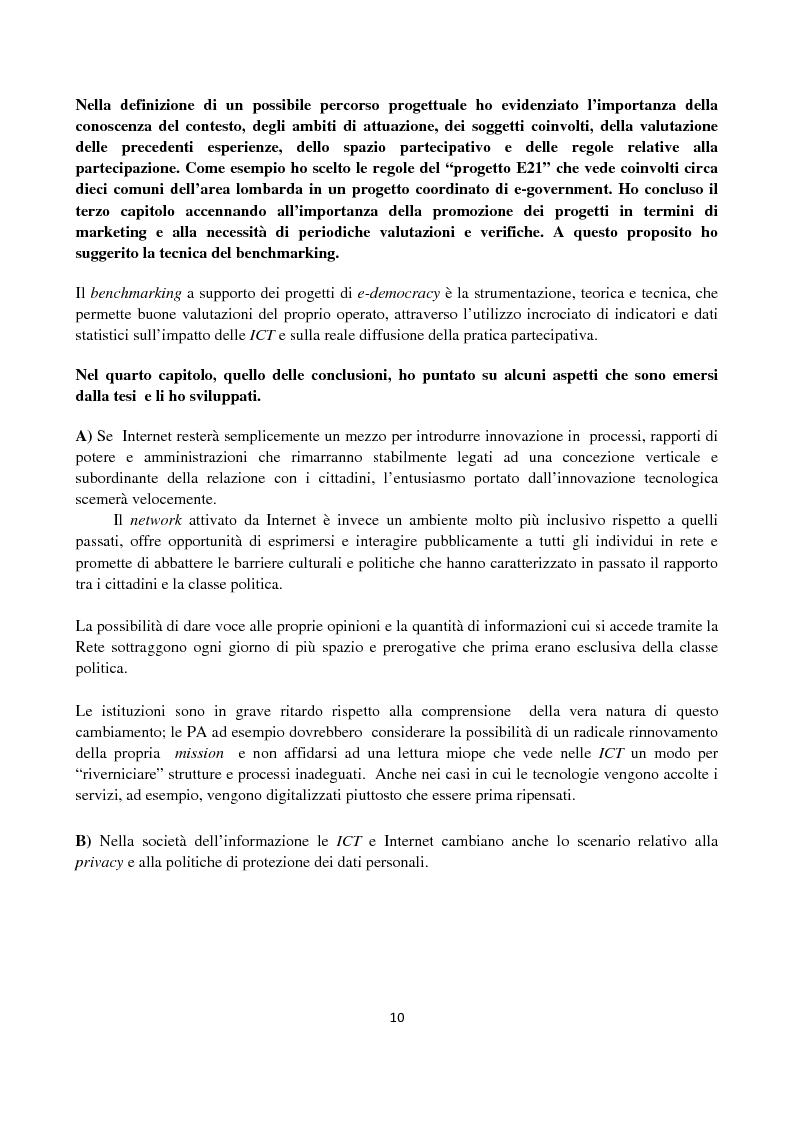 Anteprima della tesi: Le ICT al servizio dei progetti di democrazia elettronica, Pagina 10