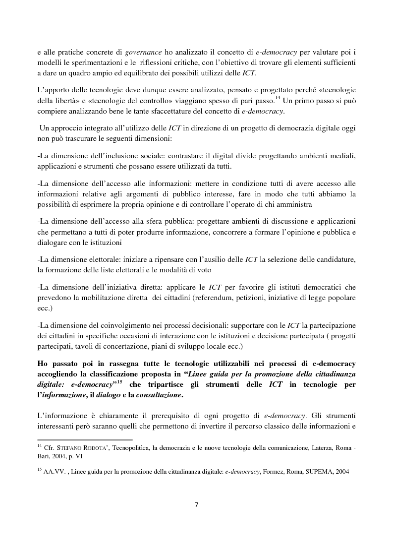 Anteprima della tesi: Le ICT al servizio dei progetti di democrazia elettronica, Pagina 7